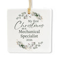 Ceramic 3-inch Square Botanical Wreath Ornament E7003