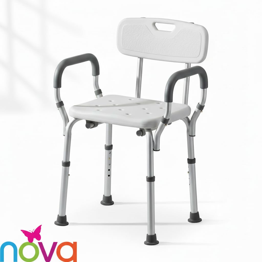 Bath Seat with Removable Arms & Back, 300 lb Capacity, Adjustable Height A33180