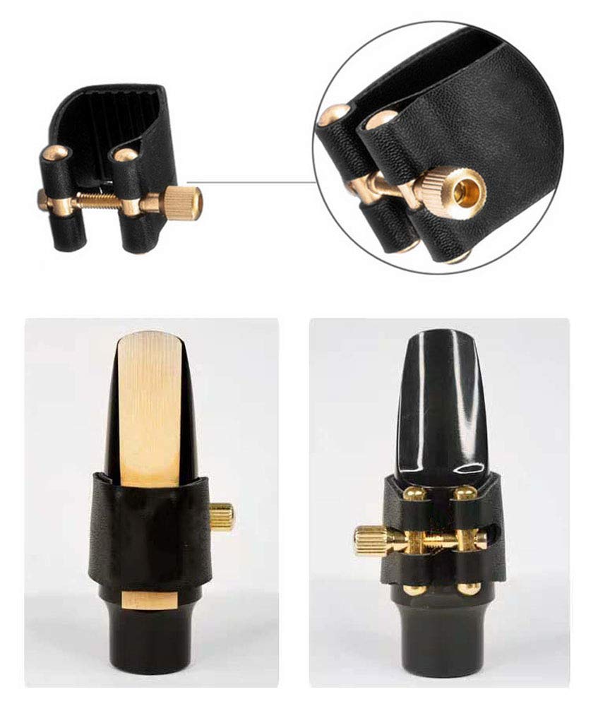 Alto Saxophone Mouthpiece Leather Ligature Fastener Black Q58812