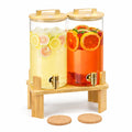 1.5 Gallon Glass Drink Dispenser with Wooden Stand G95114