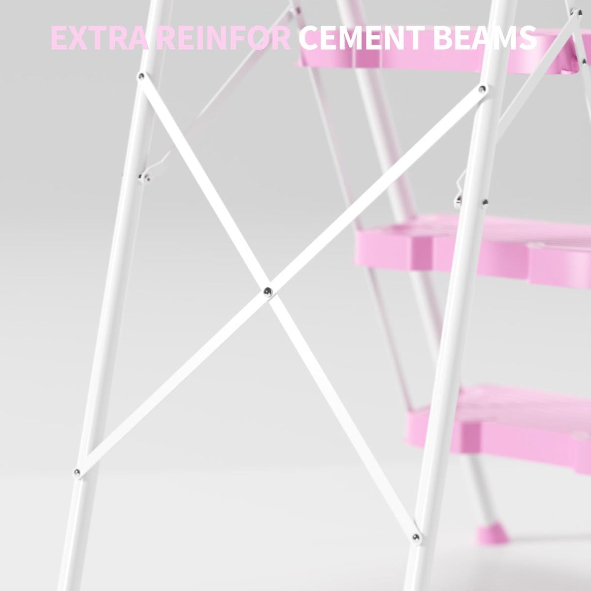 4 Step Pink Foldable Step Stool with Handrail P497755