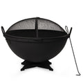 32in Cast Iron Wood Burning Fire Pit with Screen and Poker B188