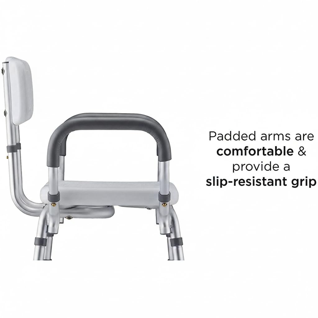 Bath Seat with Removable Arms & Back, 300 lb Capacity, Adjustable Height A33180