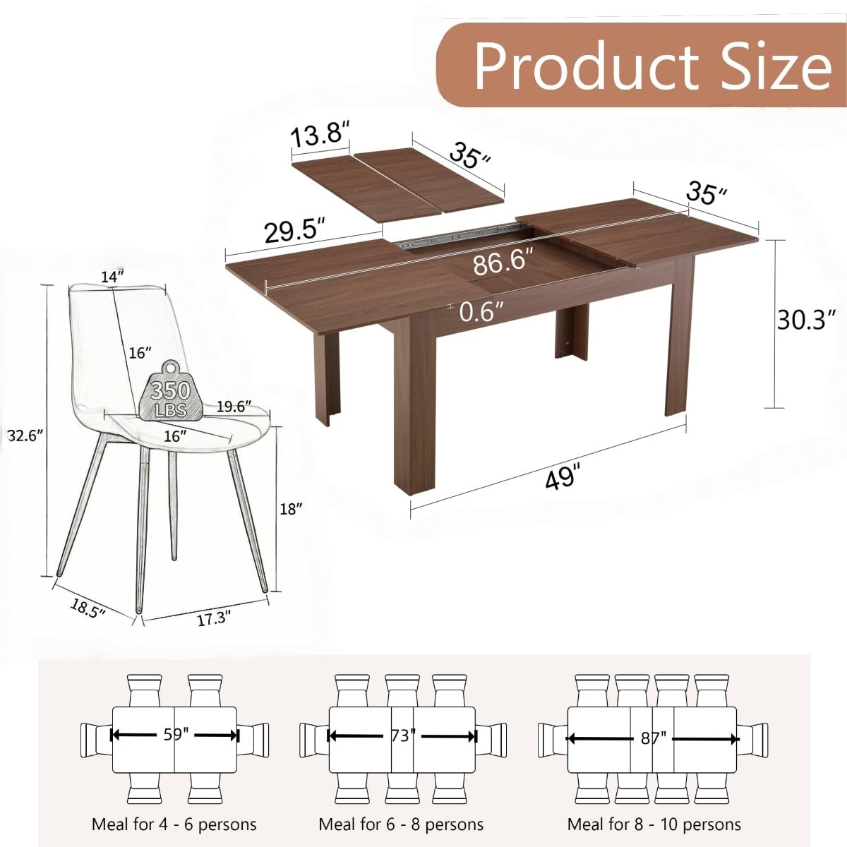 9 Piece Extendable Rectangular Dining Table Set with 8 Chairs A794032