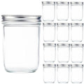 12 Pc 16 oz Wide Mouth Glass Mason Jars with Lids V601404