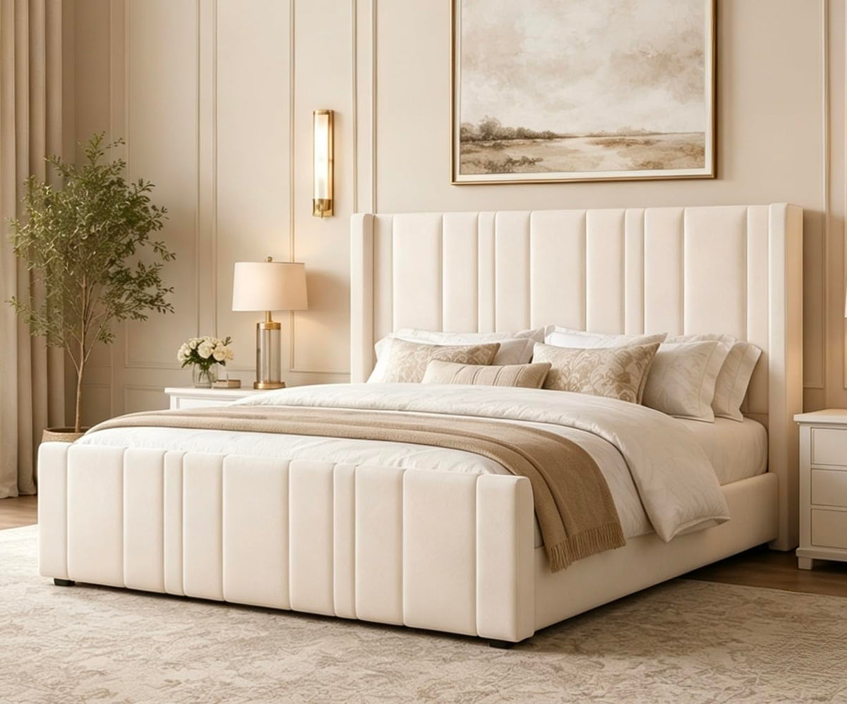 Full Size Velvet Headboard Bed Frame P443