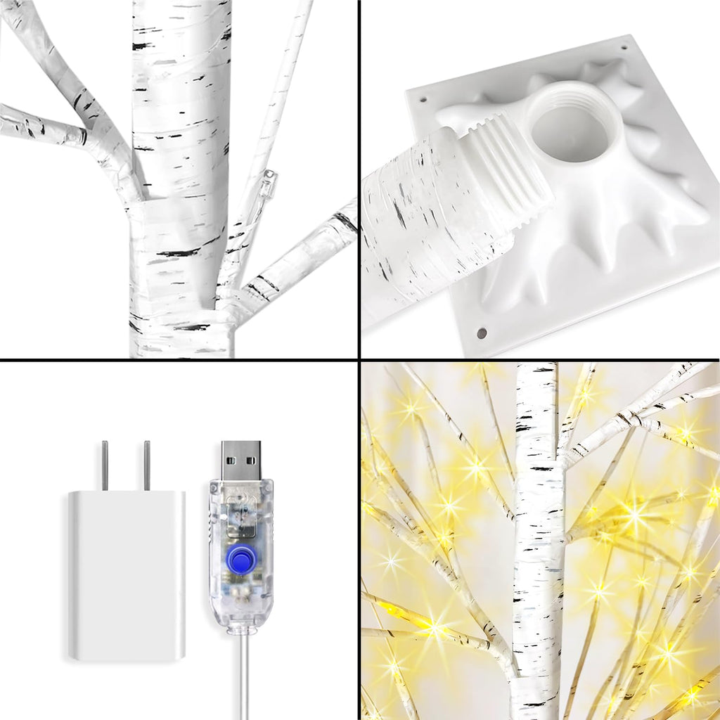 4FT LED Birch Tree with 96 Lights X61467
