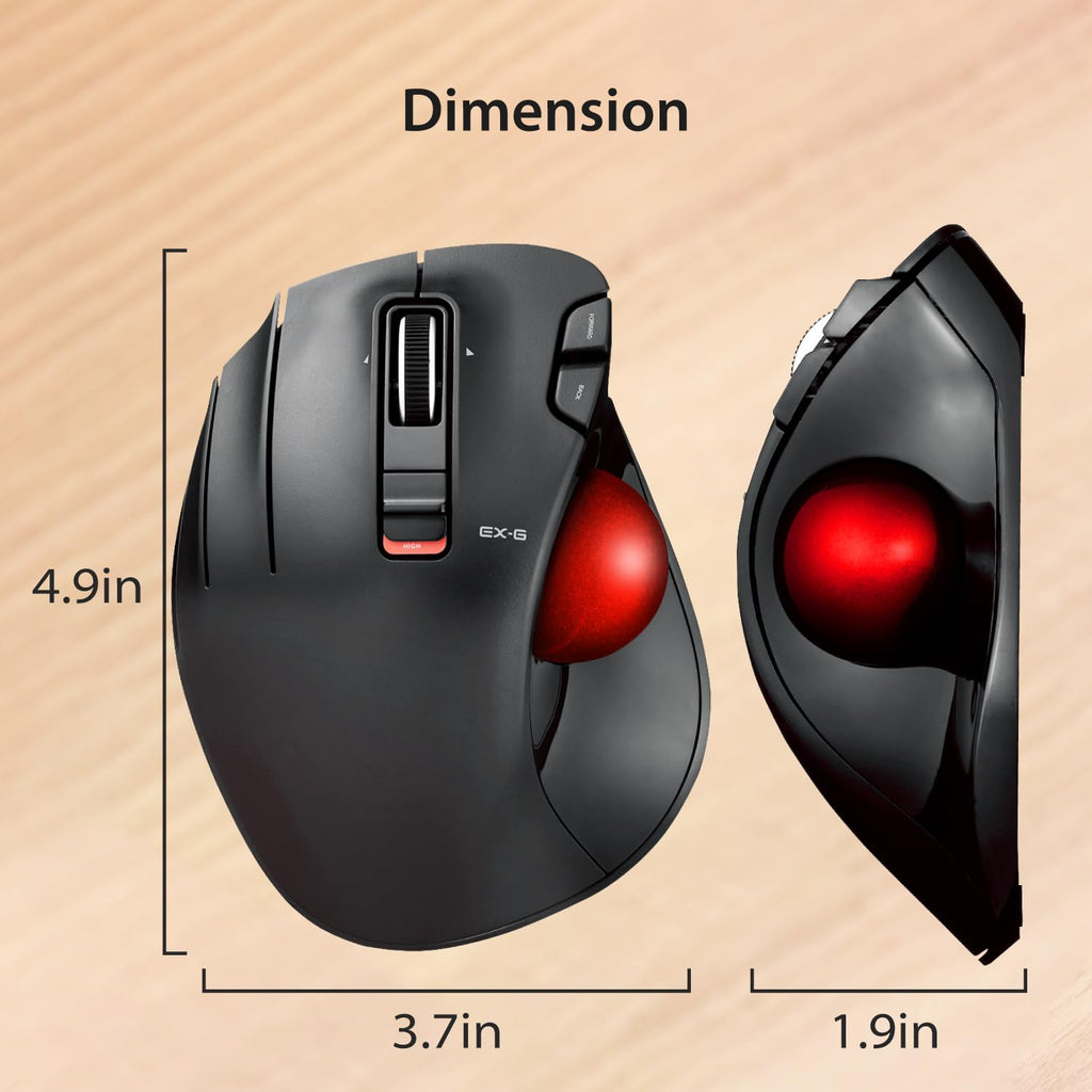 Wireless Left Handed Thumb Control Trackball Mouse D216
