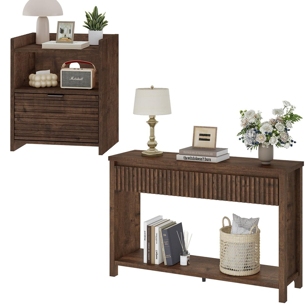Rustic Oak Console Table with 2 Drawers B1109