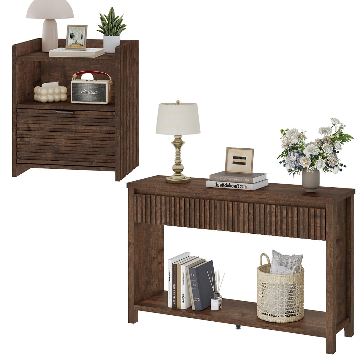 Rustic Oak Console Table with 2 Drawers B1109