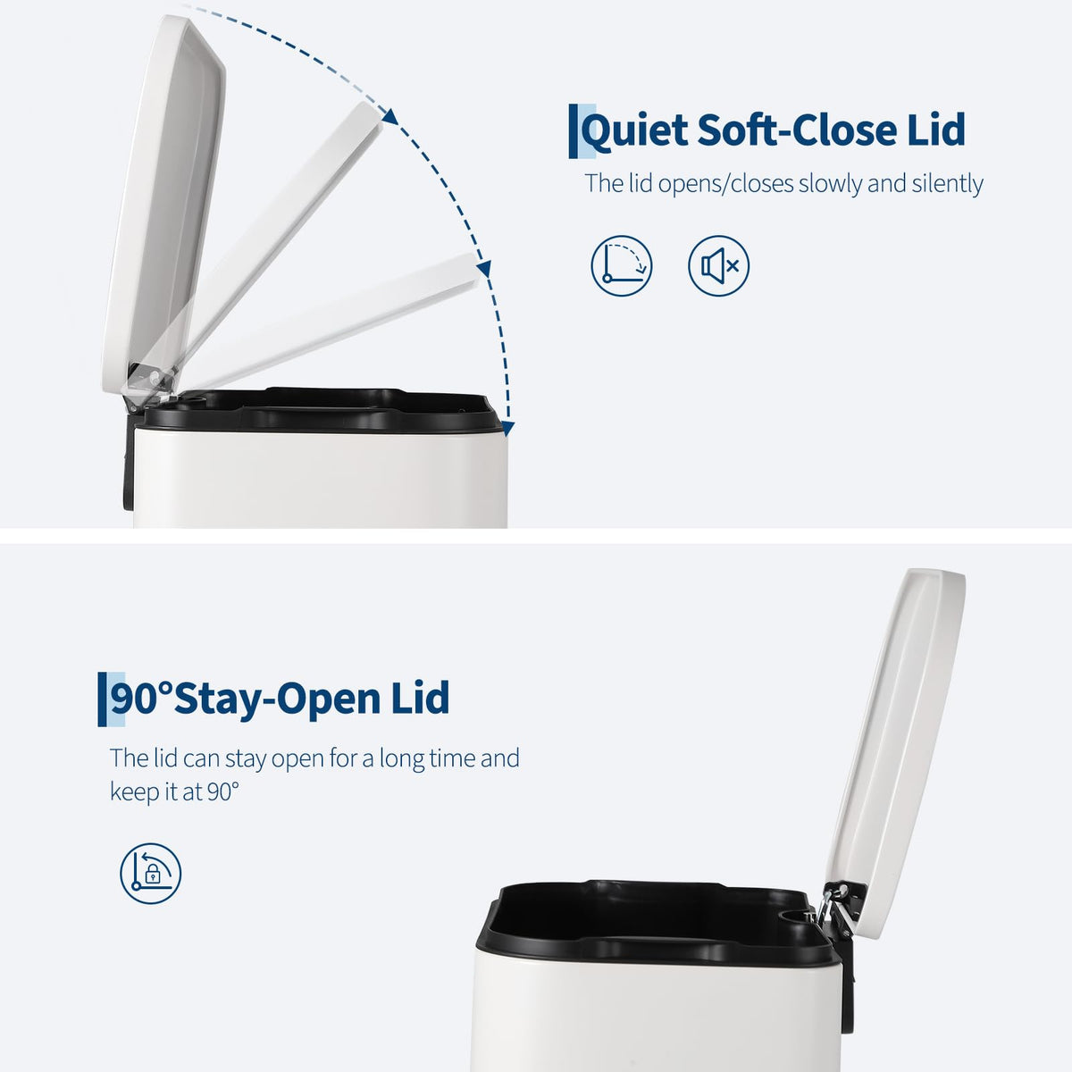 50L Stainless Steel Step Trash Can with Soft-Close Lid B2990