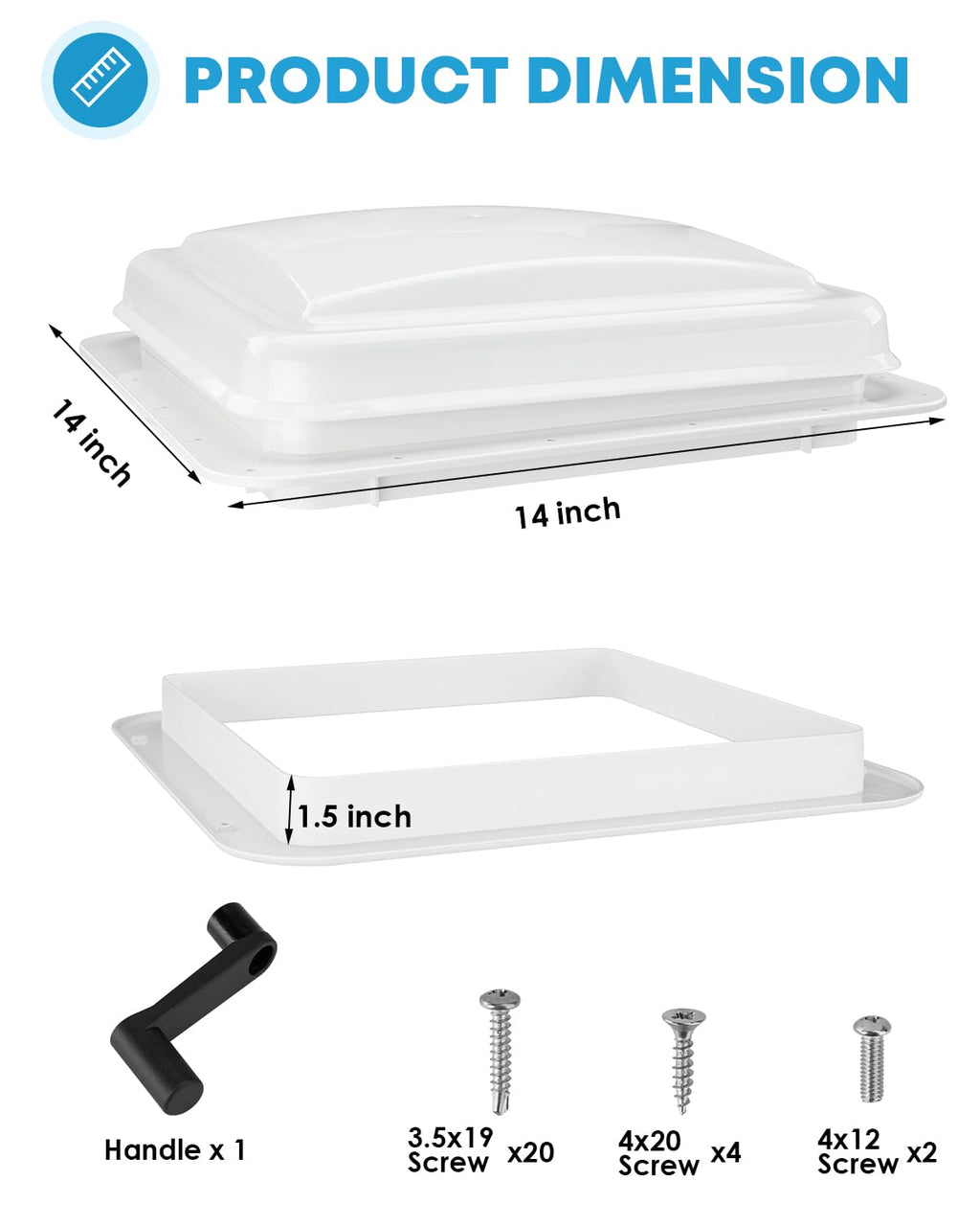 RV Roof Vent Fan 14" x 14" W379