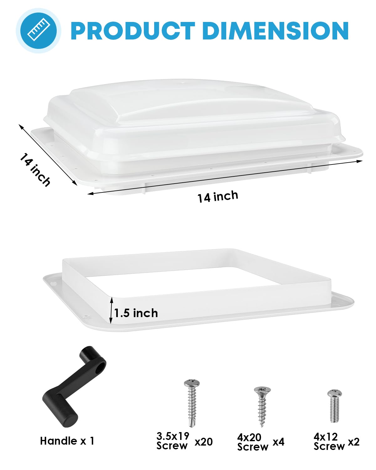 RV Roof Vent Fan 14" x 14" W379