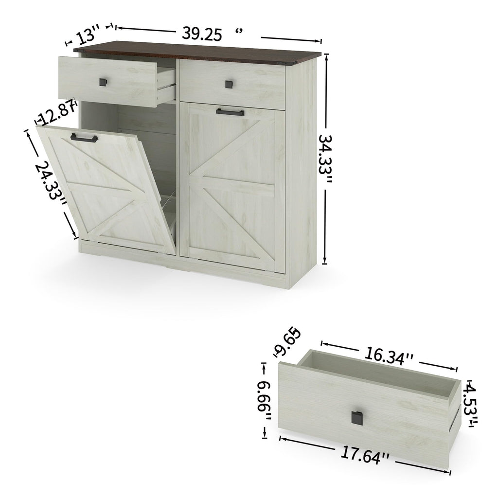 20 Gallon Double Tilt Out Laundry Hamper Cabinet with Drawers Z8296
