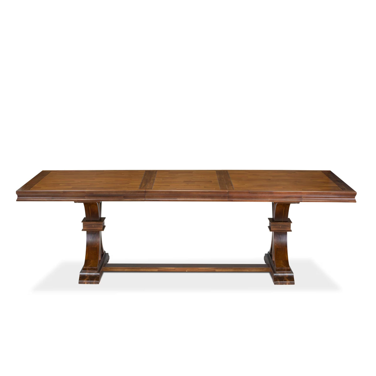 9 Piece Mid-Century Dining Table Set with 8 Burgundy Polyester Chairs J35189