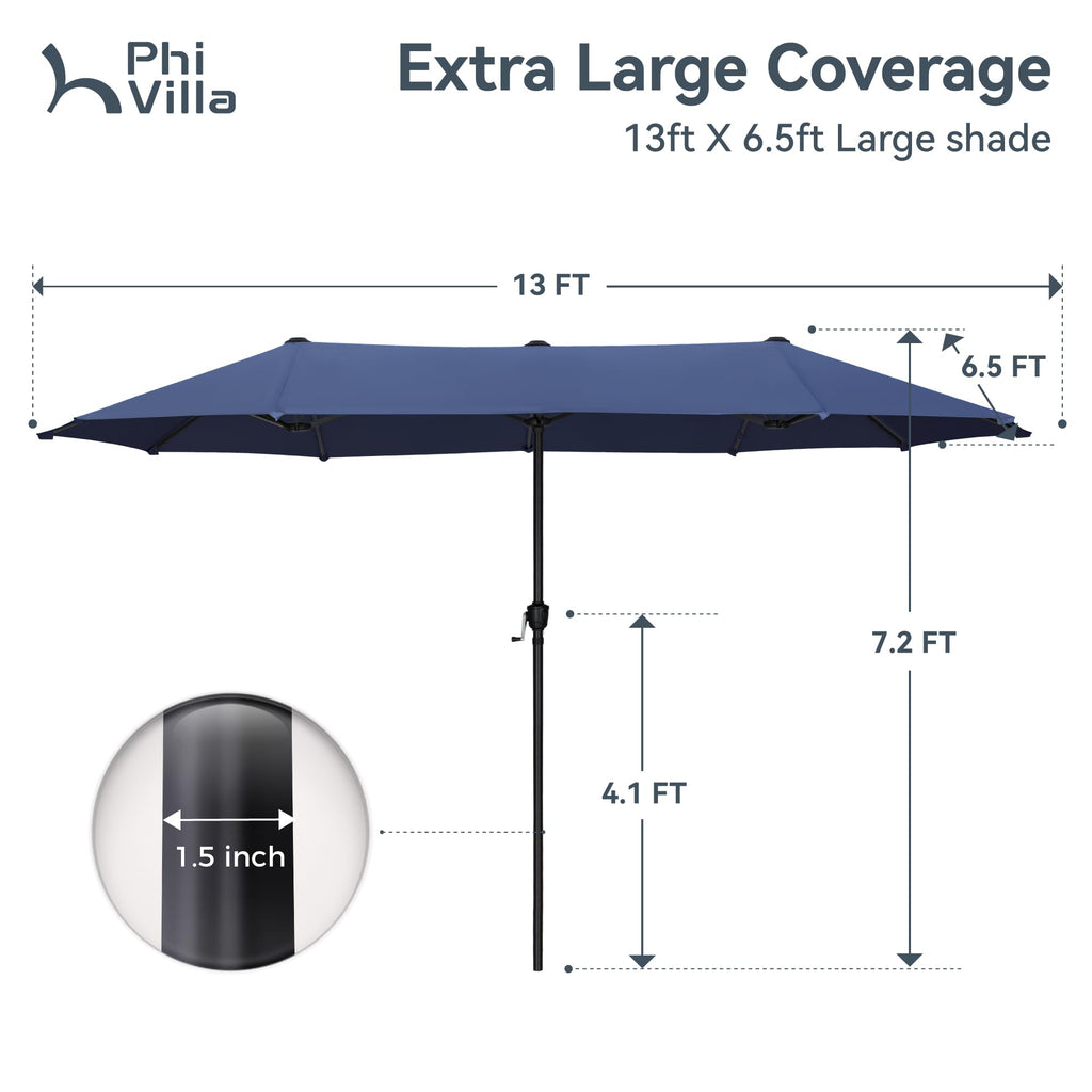 13ft Navy Rectangle Outdoor Patio Umbrella Q901300
