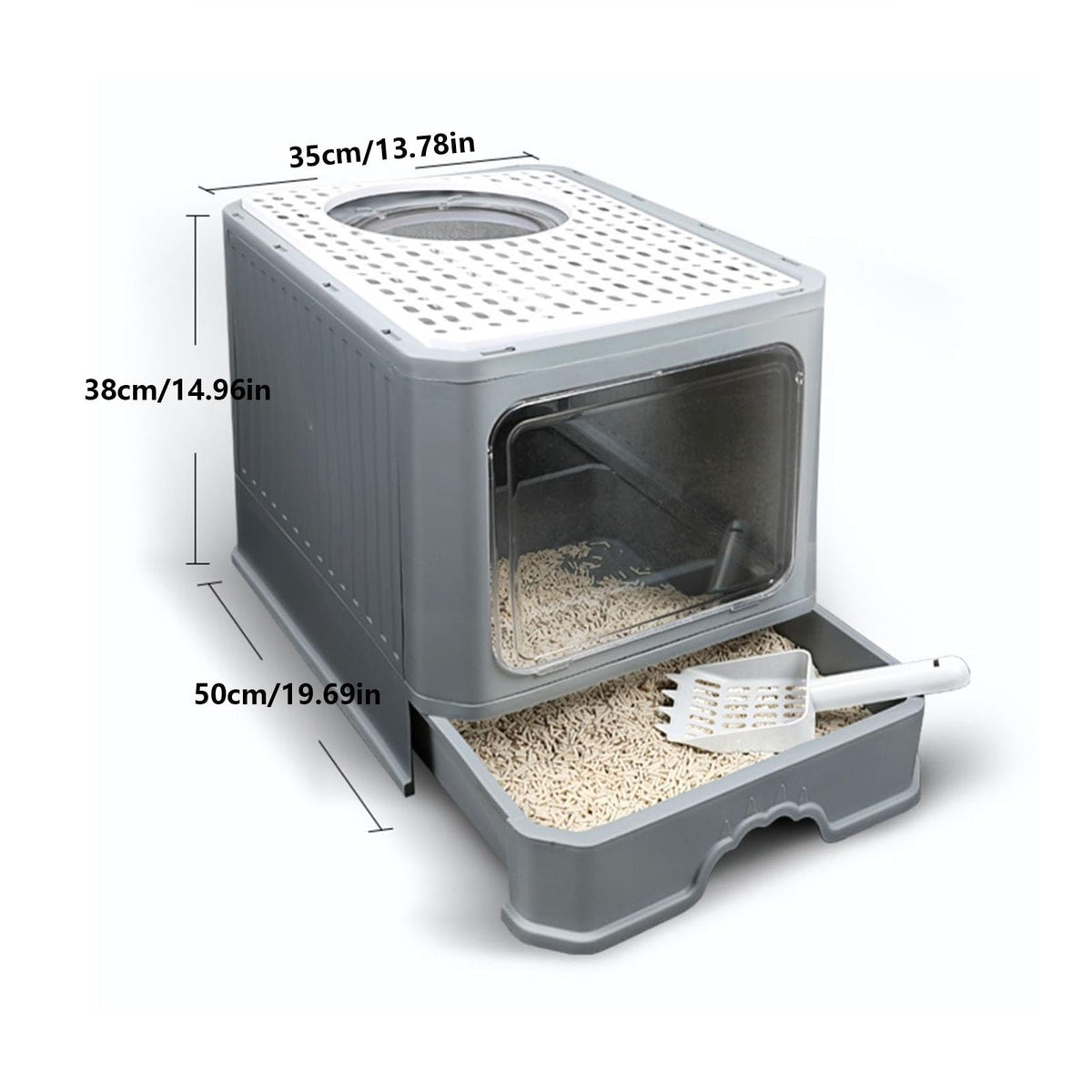 Foldable Enclosed Cat Litter Box with Lid Q63064