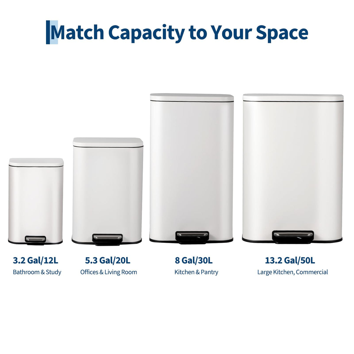50L Stainless Steel Step Trash Can with Soft-Close Lid B2990