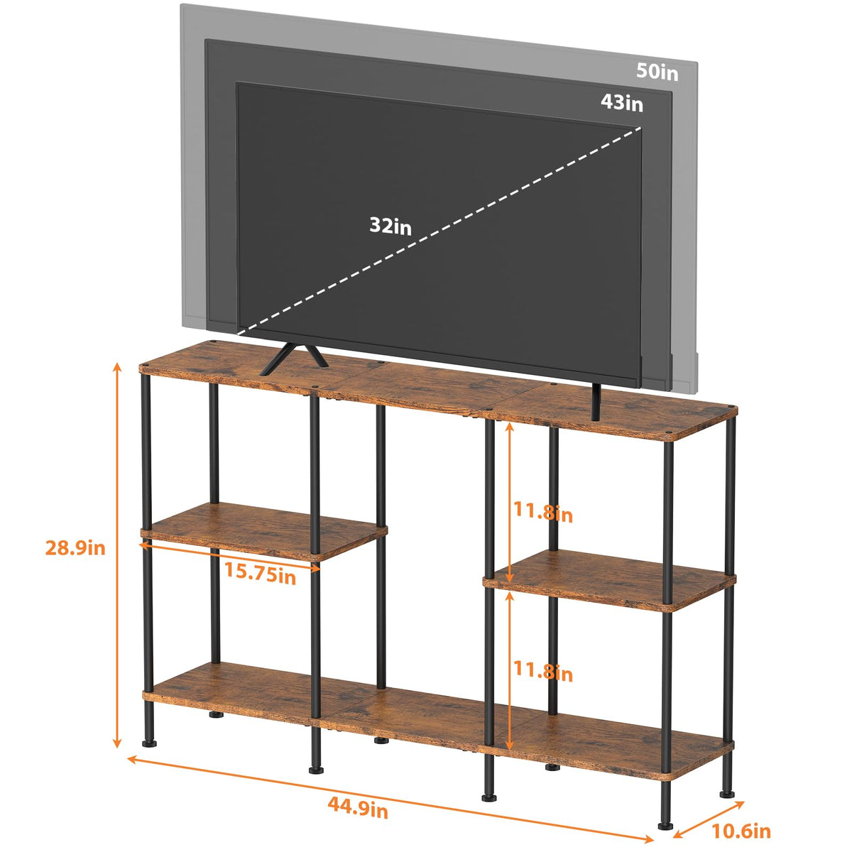 Tall 3 Tier TV Stand with Storage M7037