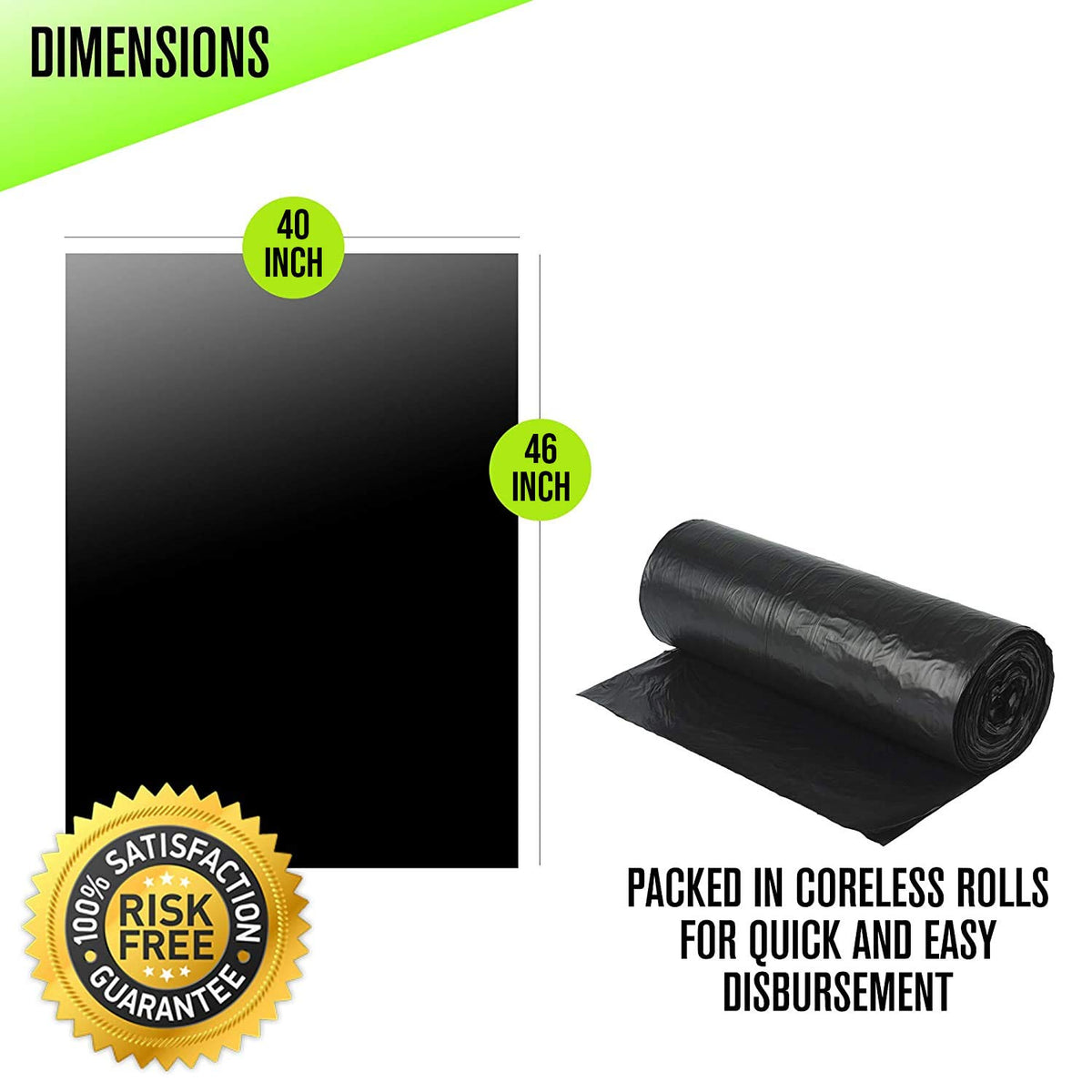 40-45 Gallon Black Heavy Duty Trash Bags T75467