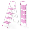 4 Step Pink Foldable Step Stool with Handrail P497755
