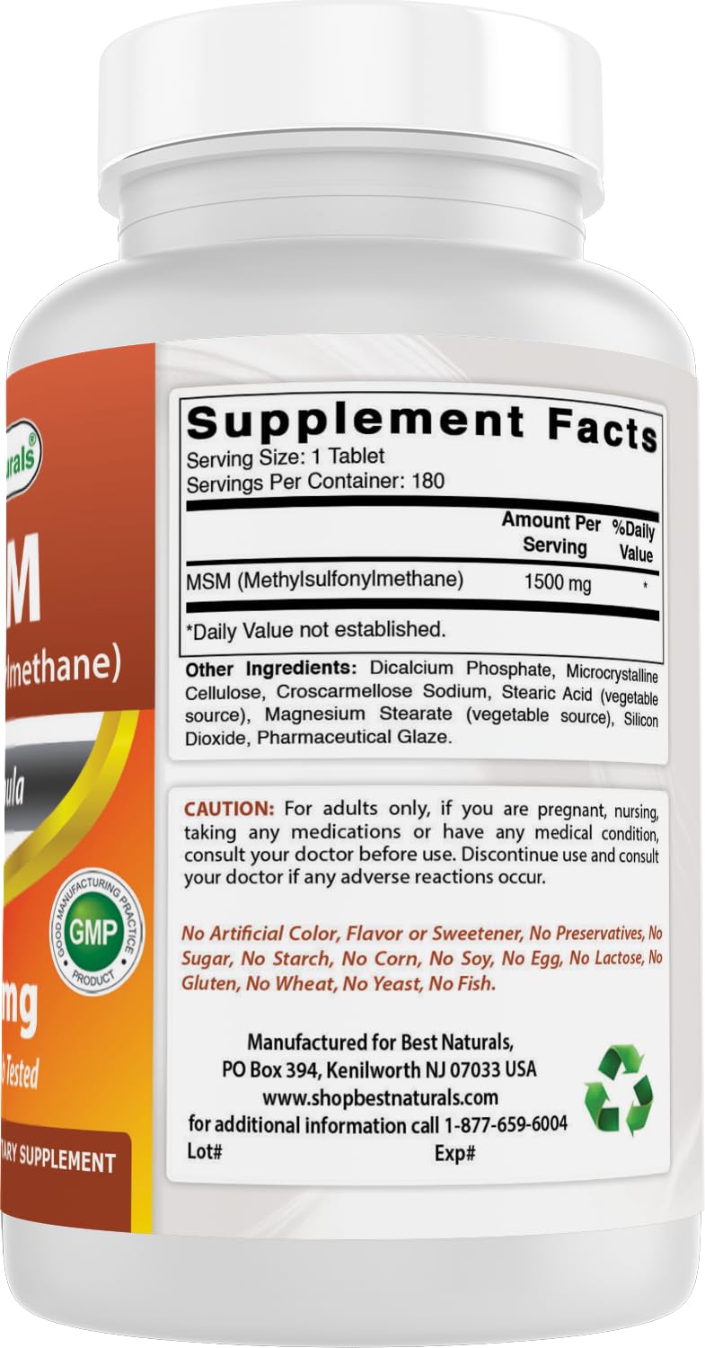 MSM 1500 mg 180 Tablets M84846
