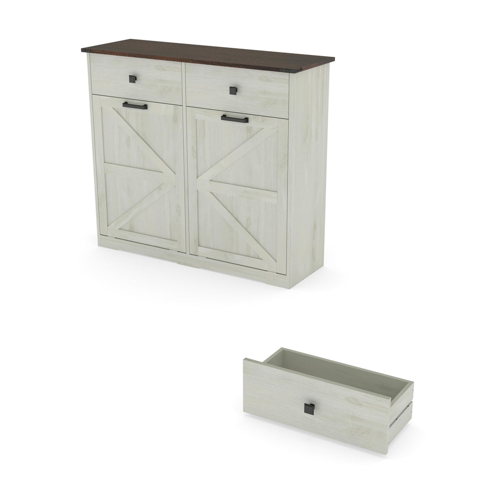 20 Gallon Double Tilt Out Laundry Hamper Cabinet with Drawers Z8296
