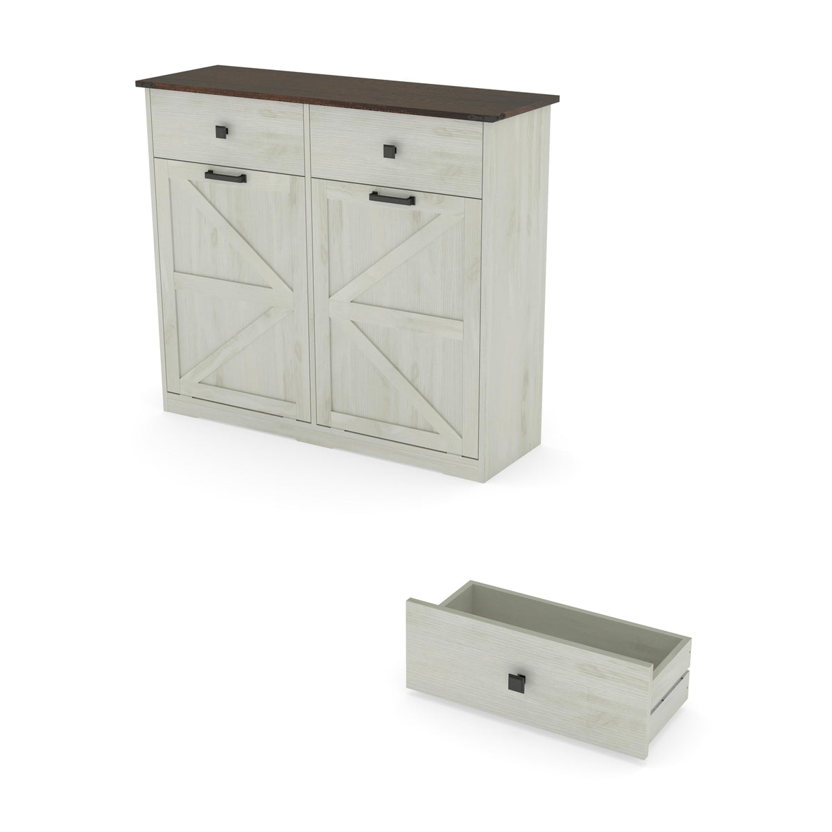 20 Gallon Double Tilt Out Laundry Hamper Cabinet with Drawers Z8296