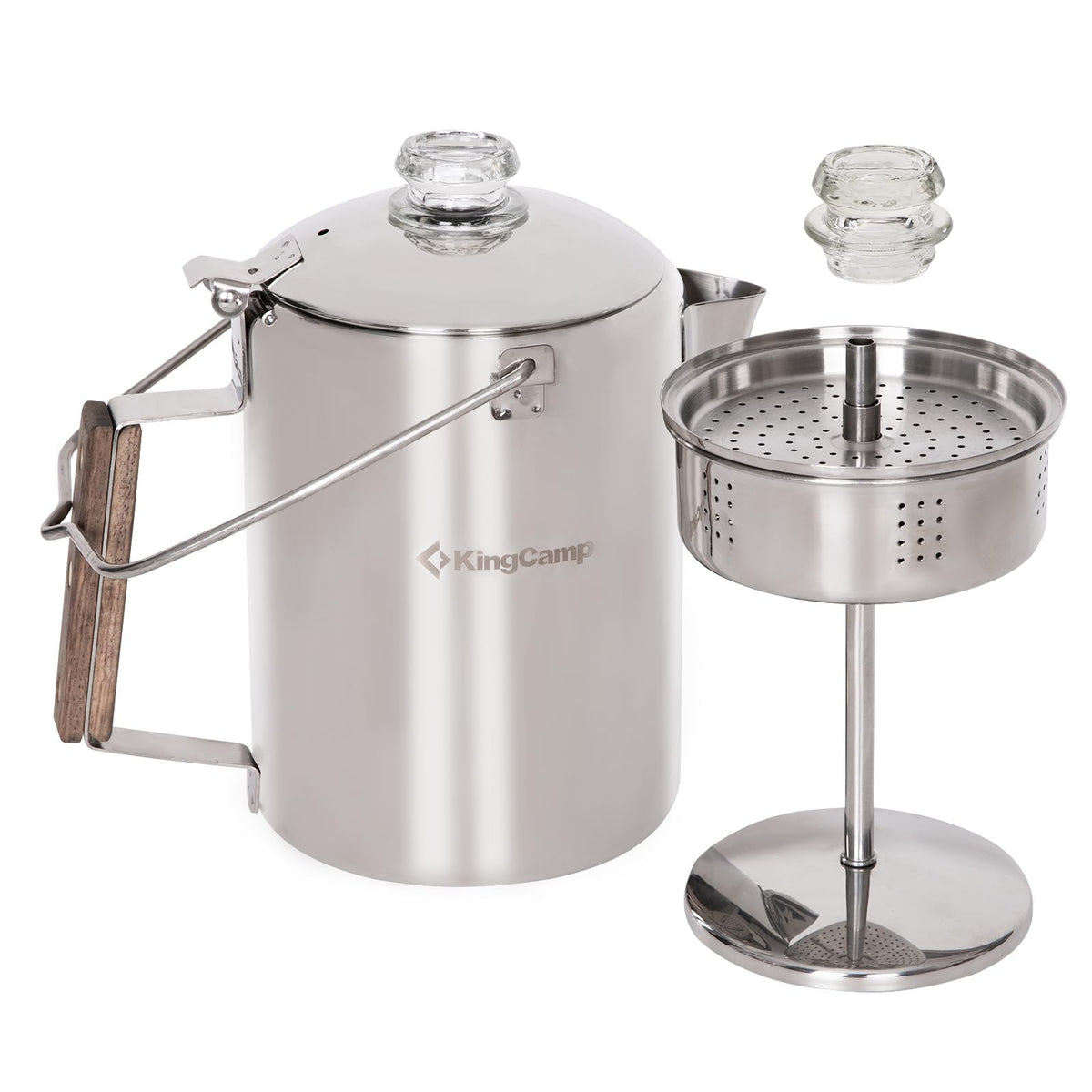 9 Cup Stainless Steel Coffee Pot with Wood Handle Z5910