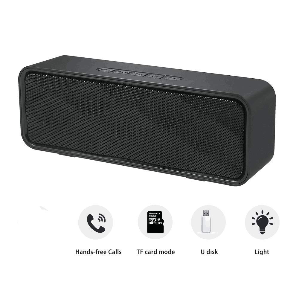 Black Portable Wireless Bluetooth Speaker with AUX USB TF Card Slot J404342