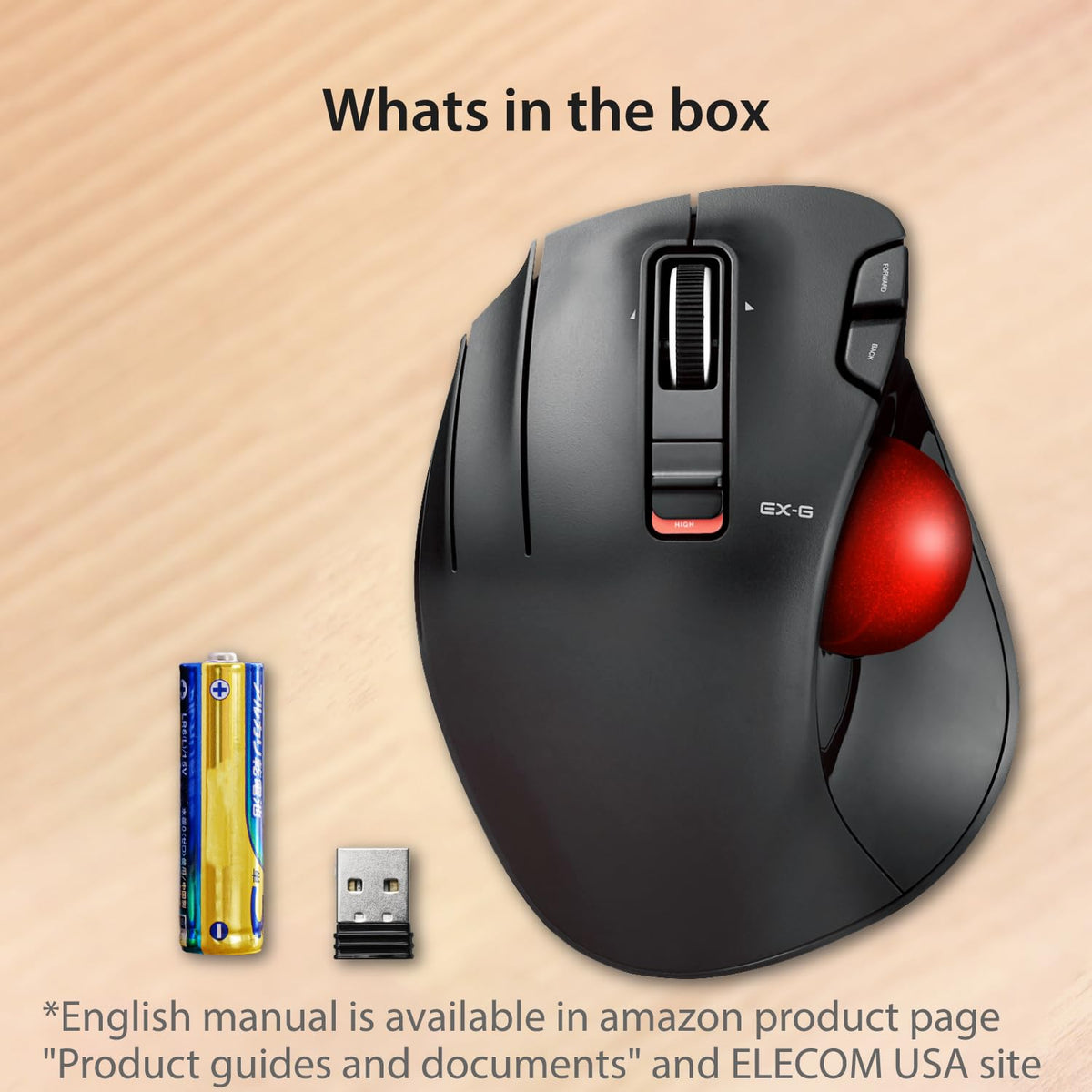 Wireless Left Handed Thumb Control Trackball Mouse D216