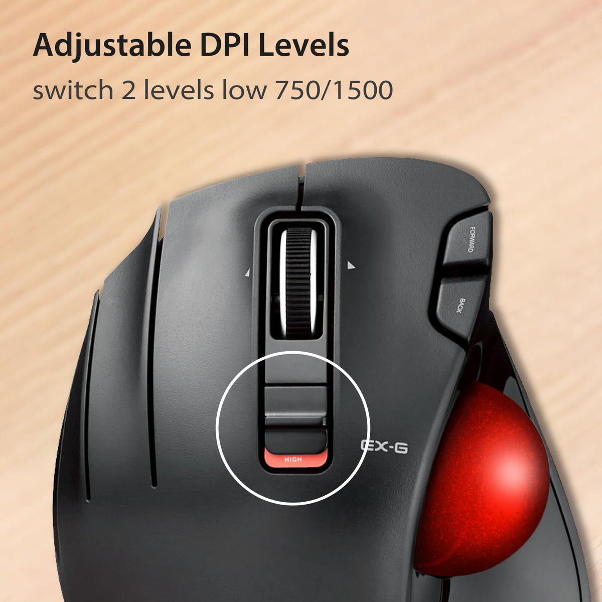 Wireless Left Handed Thumb Control Trackball Mouse D216