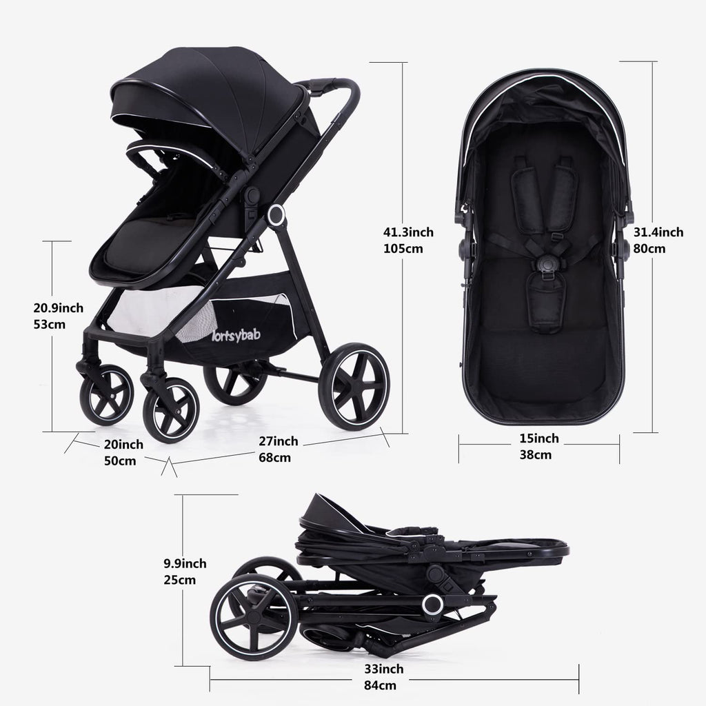 2-in-1 Folding Baby Stroller with Reversible Seat U165