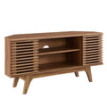 46 in Walnut Corner TV Stand with Sliding Doors A97484