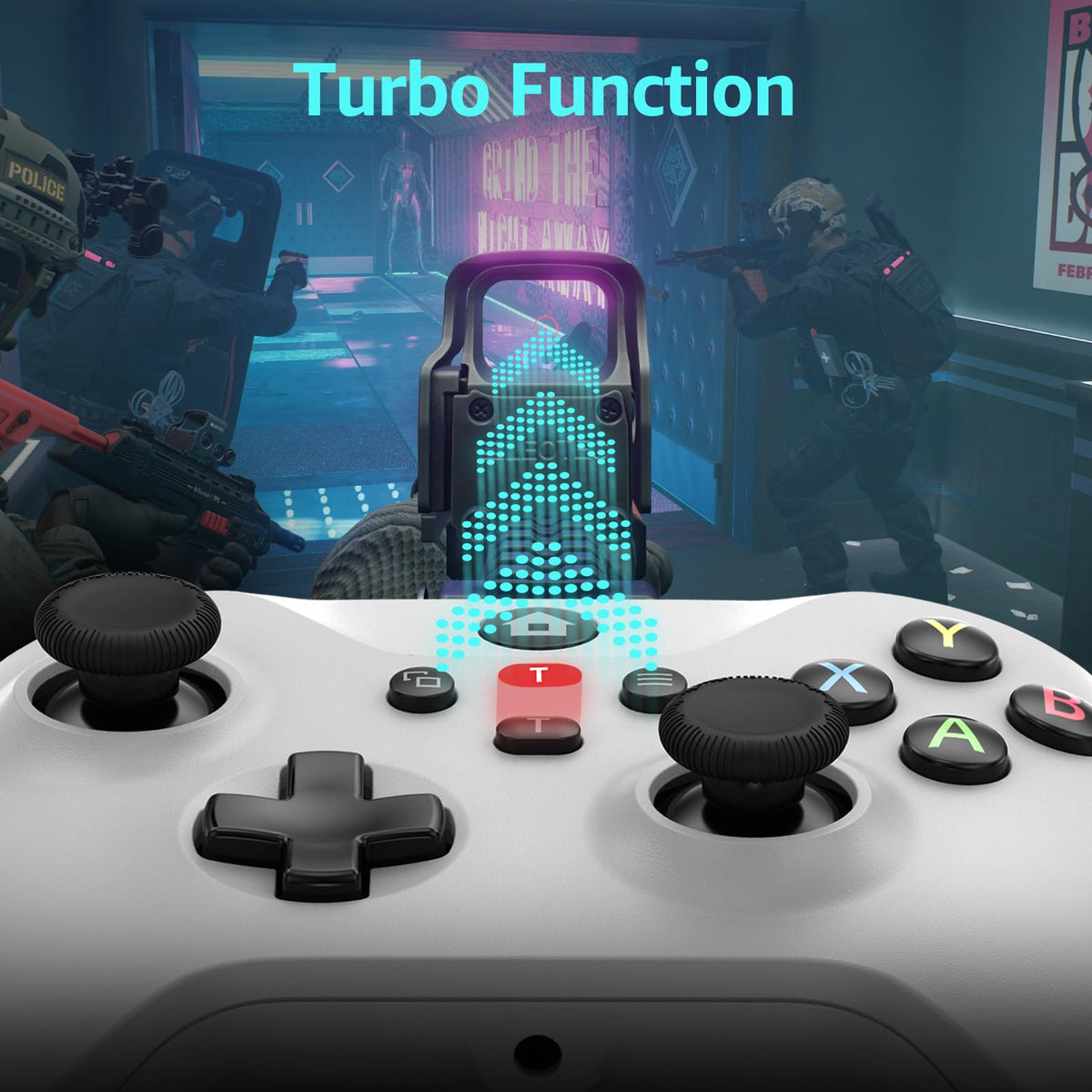Wired Gamepad with Hall Effect Joysticks Turbo Dual Vibration 3.5mm Headphone Jack White 7.2ft C337300