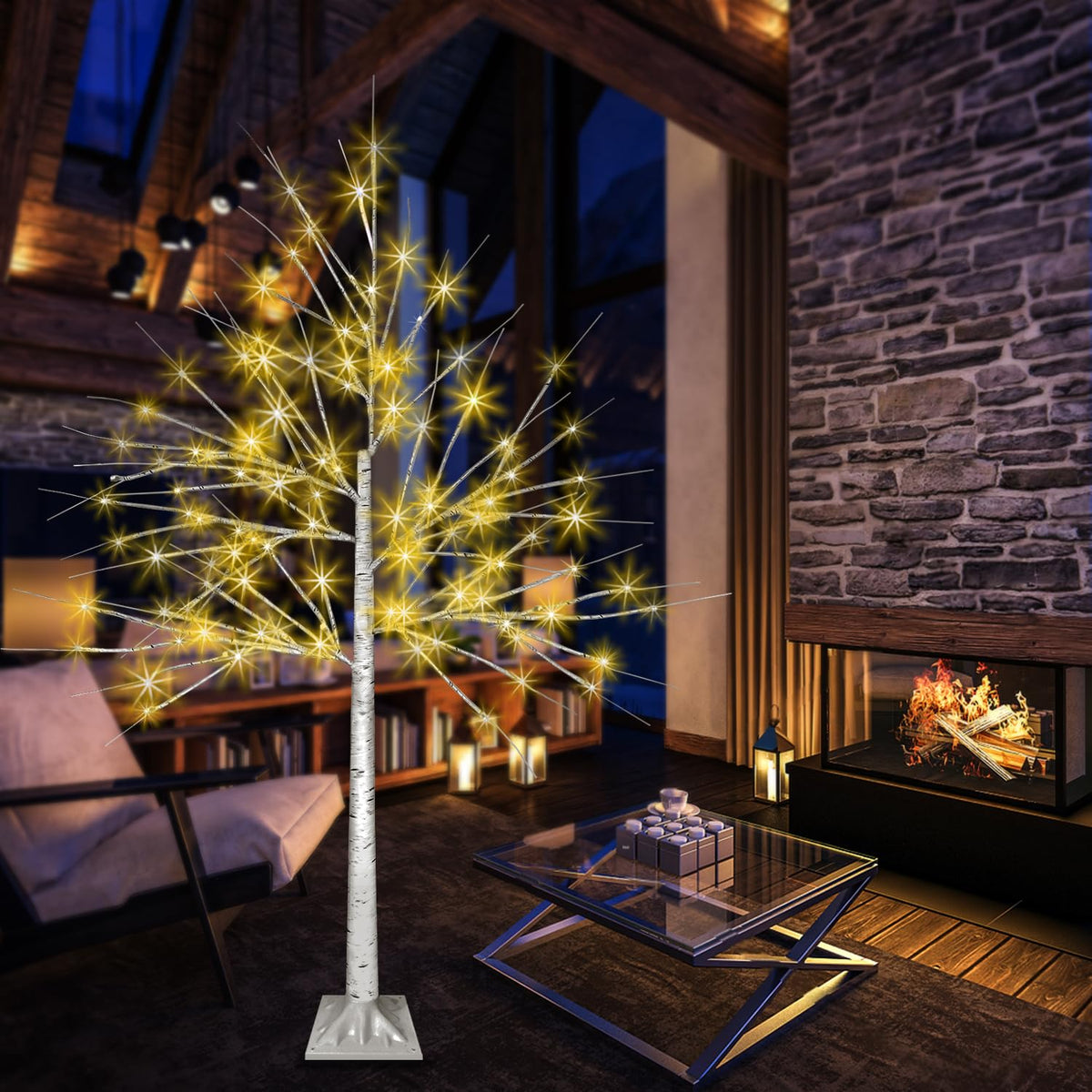 4FT LED Birch Tree with 96 Lights X61467
