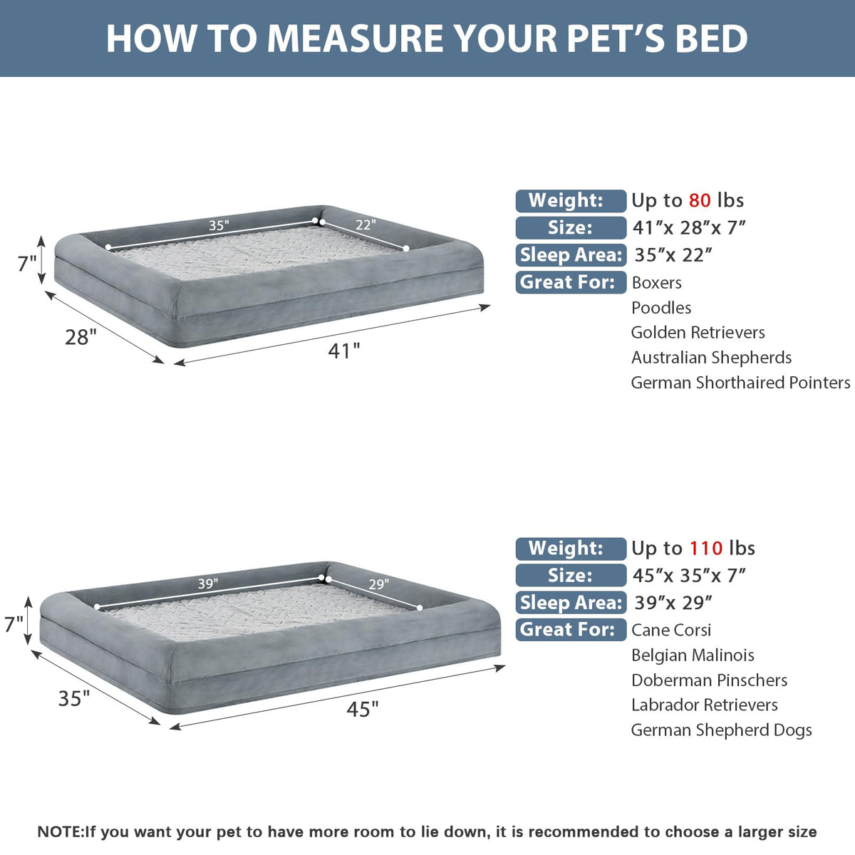 XL Extra Large Orthopedic Dog Bed A171