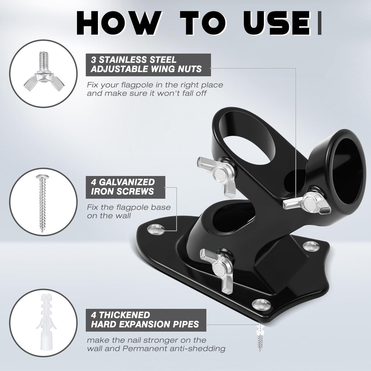 4 Pcs Black Flag Pole Holder Q5871