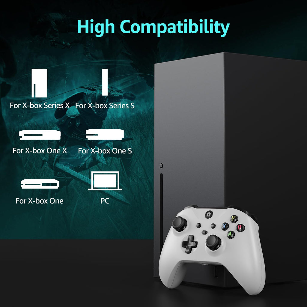Wired Gamepad with Hall Effect Joysticks Turbo Dual Vibration 3.5mm Headphone Jack White 7.2ft C337300