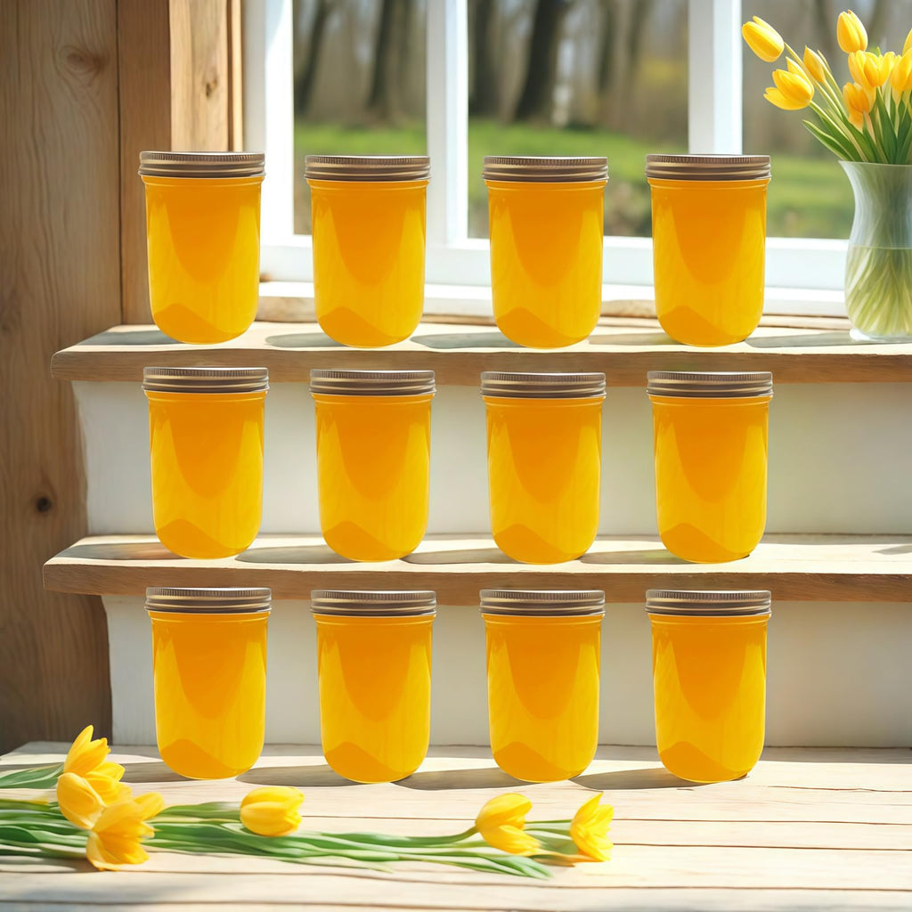 12 Pc 16 oz Wide Mouth Glass Mason Jars with Lids V601404