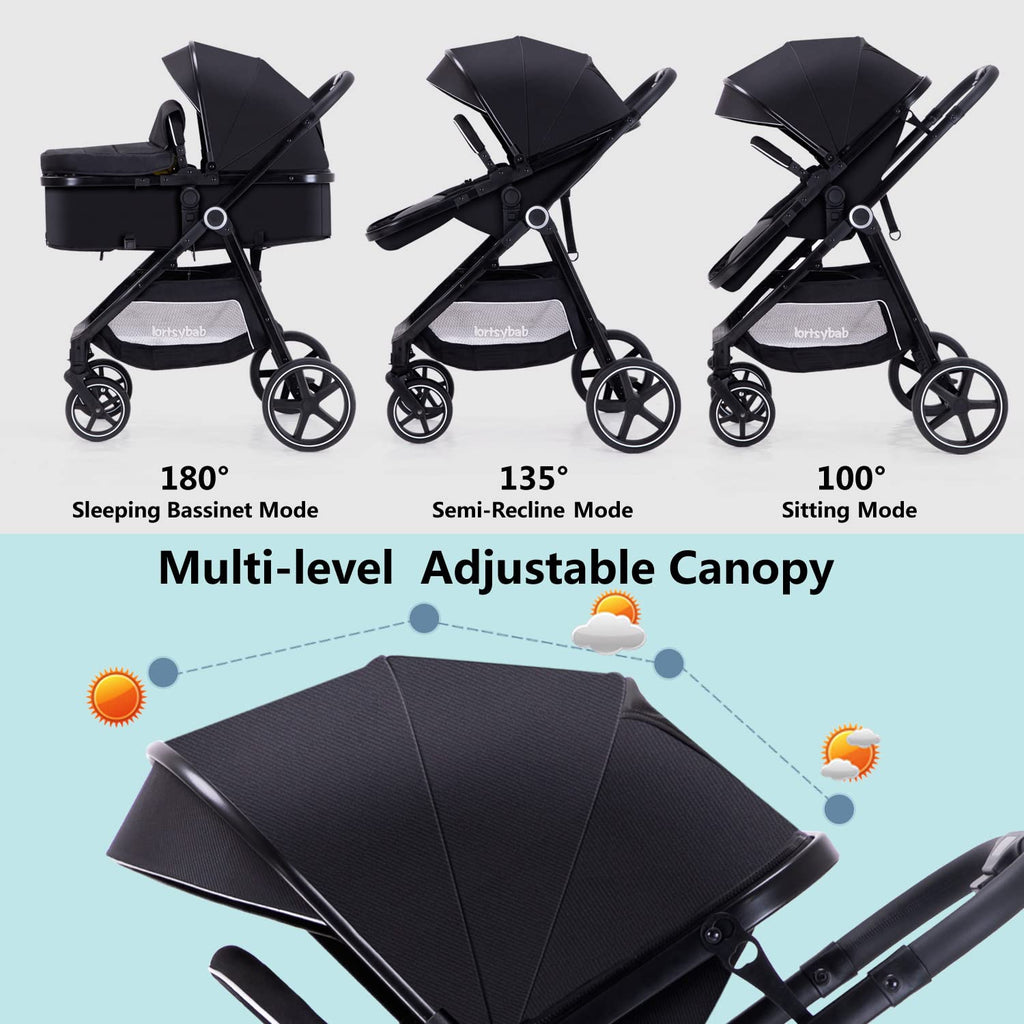 2-in-1 Folding Baby Stroller with Reversible Seat U165
