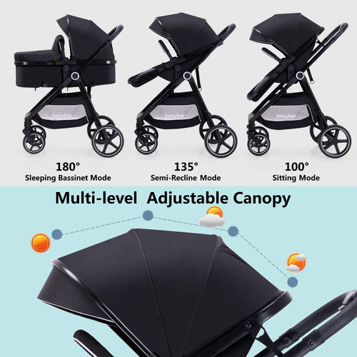2-in-1 Folding Baby Stroller with Reversible Seat U165