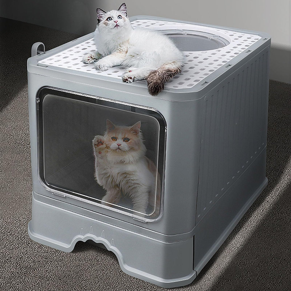 Foldable Enclosed Cat Litter Box with Lid Q63064