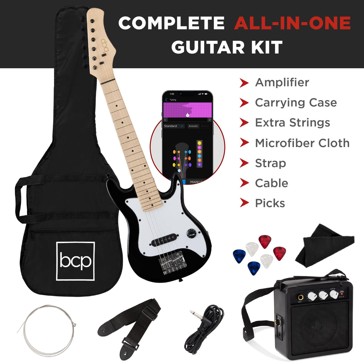 30in Kids Electric Guitar Starter Kit with Amplifier K40448