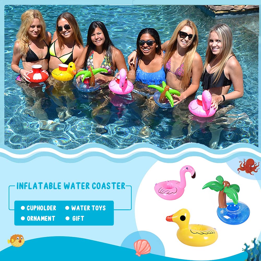 13 Pack Inflatable Pool Drink Holder with Pump J55797
