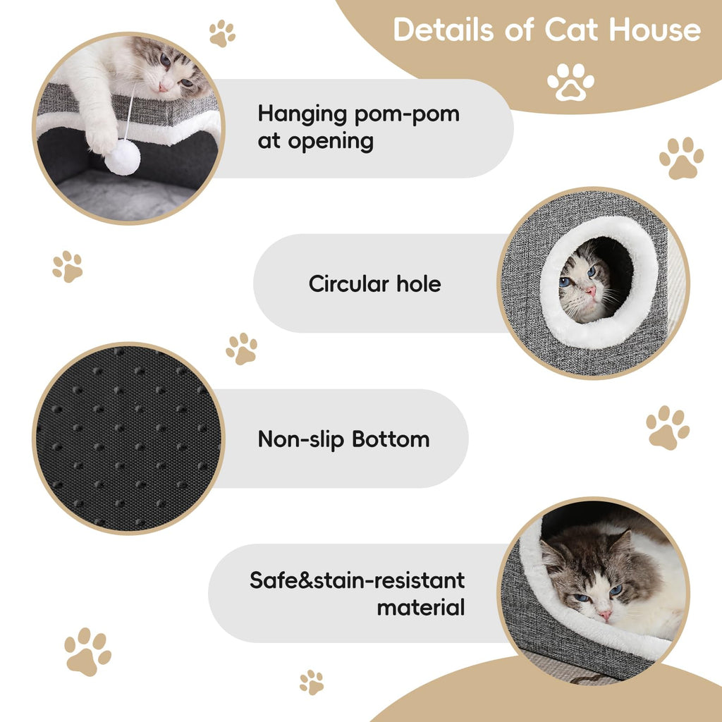 Large Covered Cat Bed Cave, Grey, 16in L942