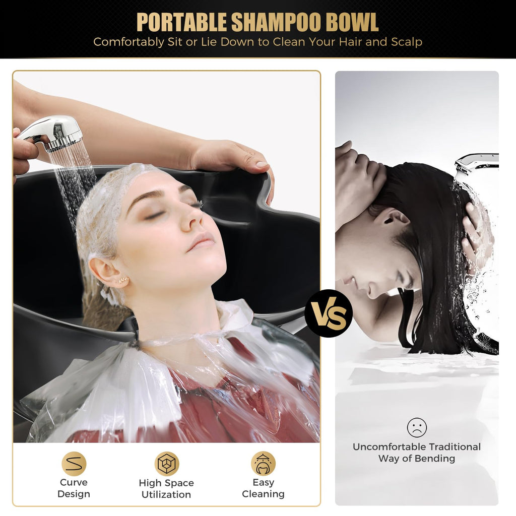 Portable ABS Shampoo Basin with 2 Water Buckets, Electric Pump and Drain Hoses S17745
