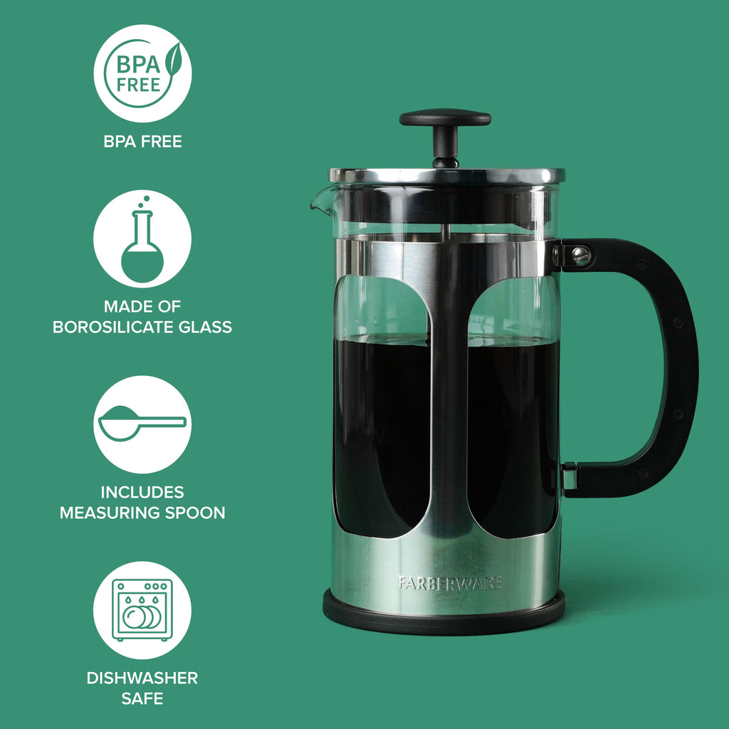8 Cup Stainless Steel French Press Coffee Maker H62694