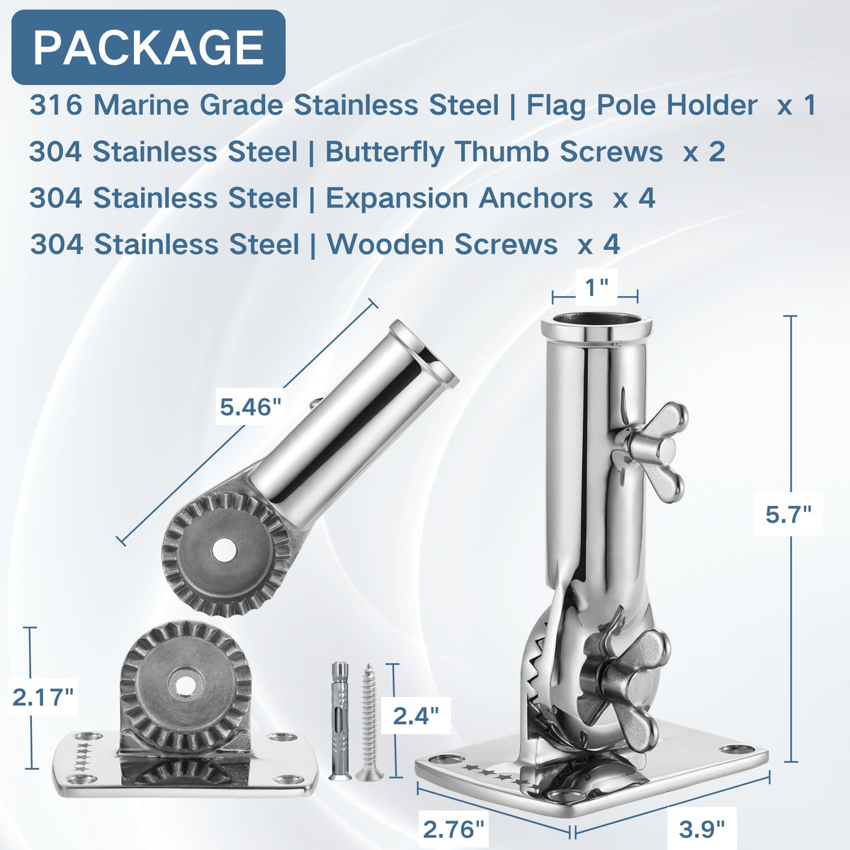 316 Stainless Steel Adjustable Flag Pole Holder Y7461