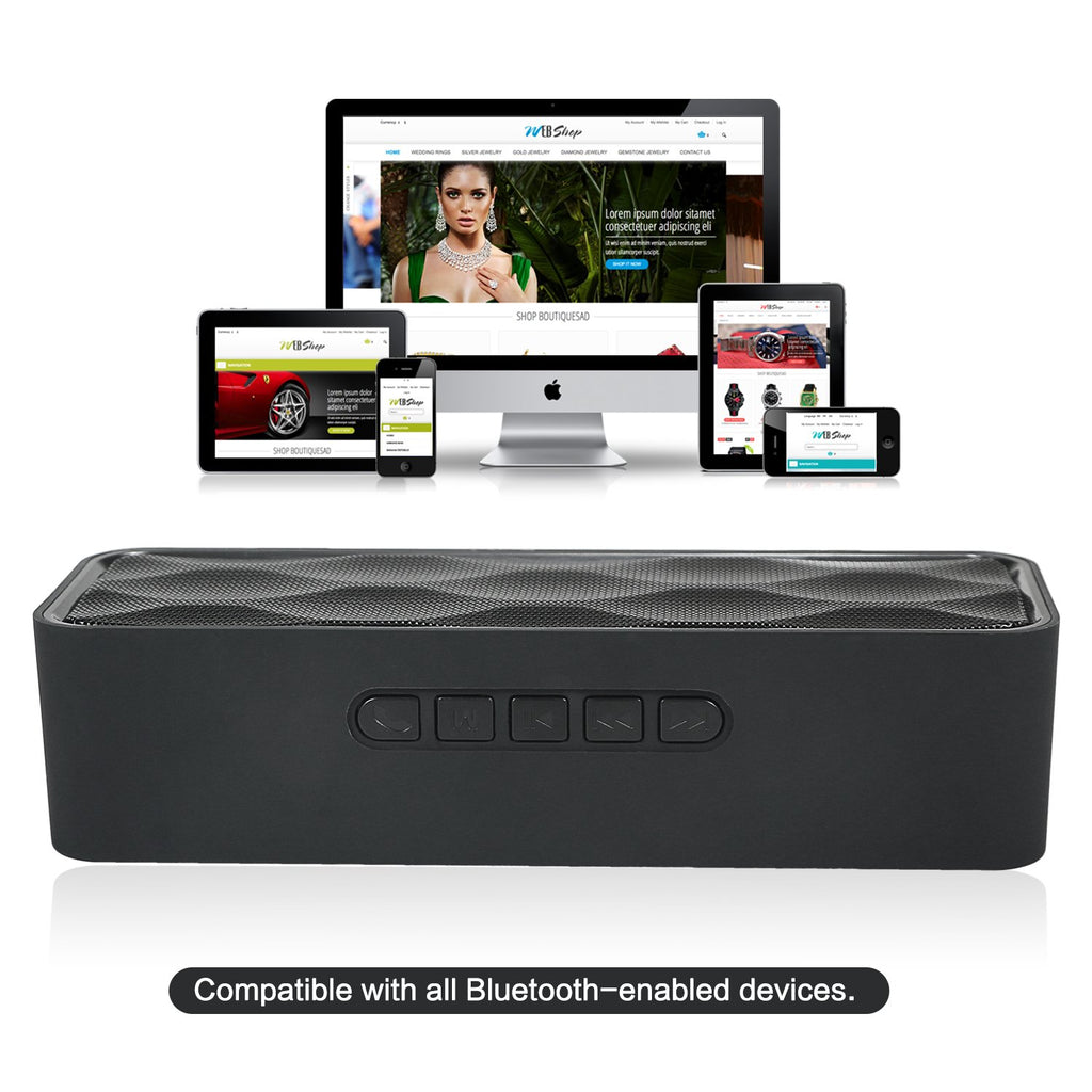 Black Portable Wireless Bluetooth Speaker with AUX USB TF Card Slot J404342